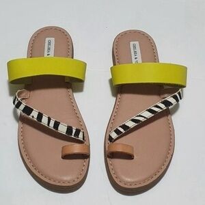 Chelsea & Violet Bling Zebra Haircalf Toe Ring Sandals